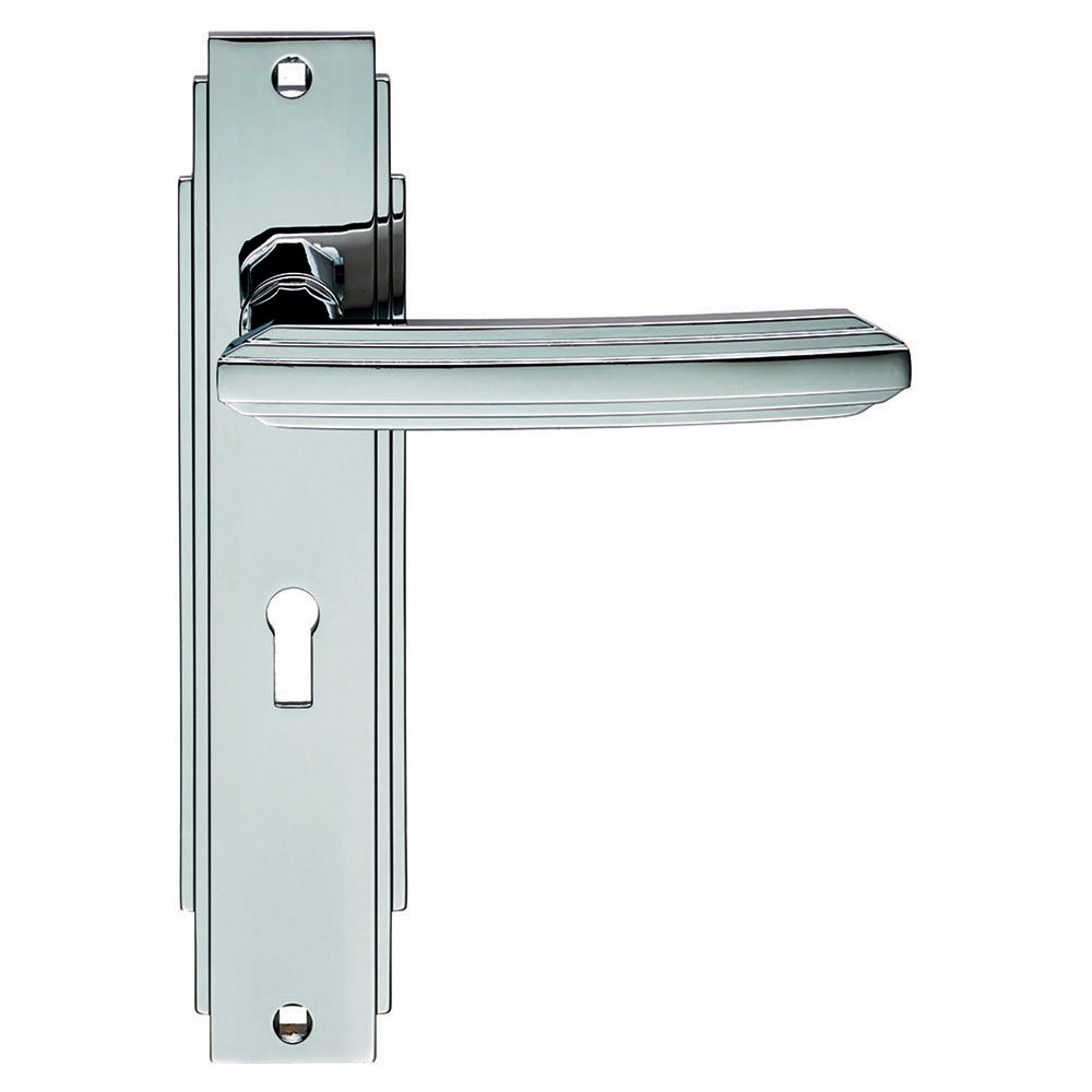 Art Deco Lever on Lock Backplate - Image 1
