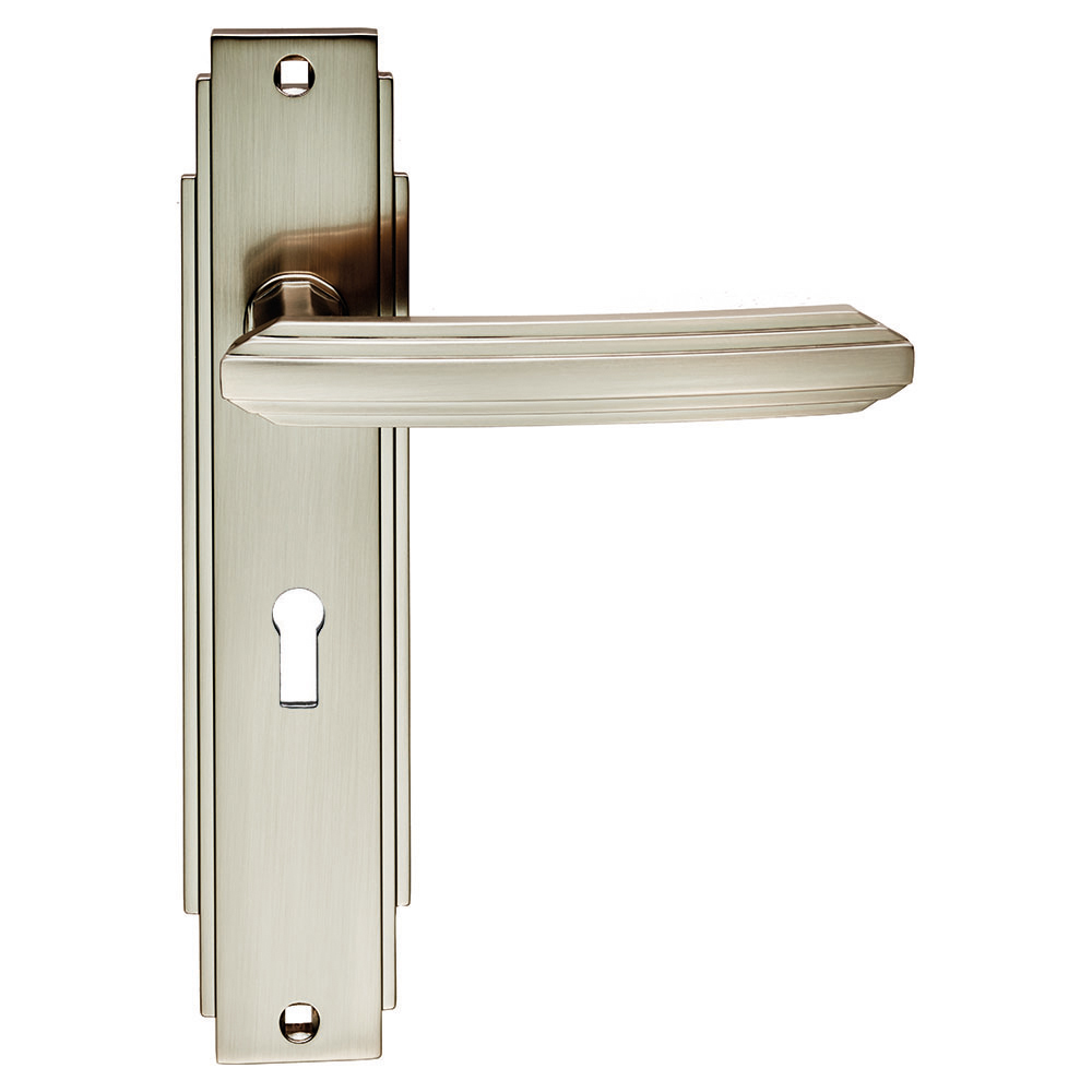 Art Deco Lever on Lock Backplate - Image 1