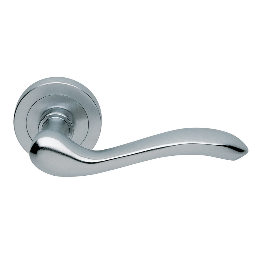 Apollo Lever on Round Rose in Satin Chrome - Image 1