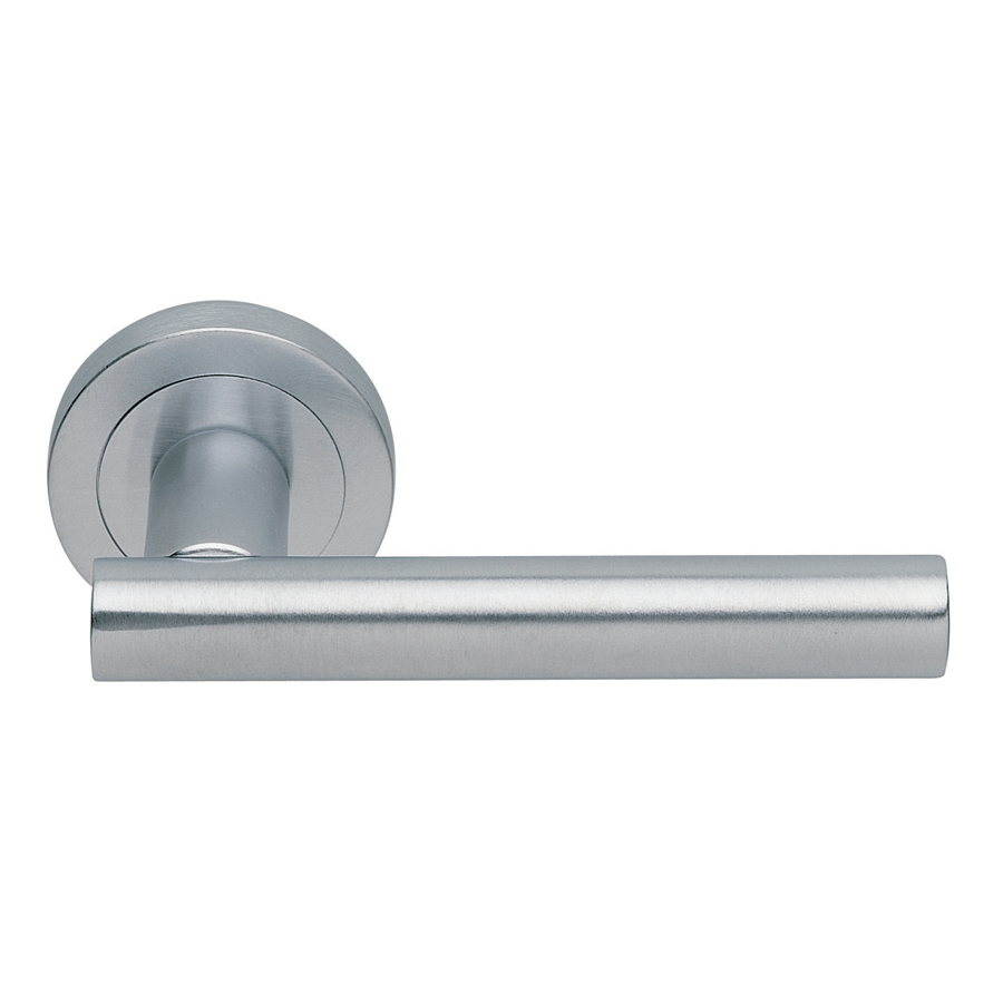 Calla Lever on Round Rose in Satin Chrome - Image 1