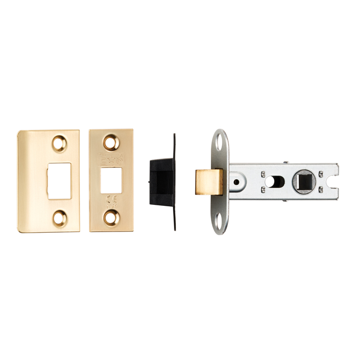 64Mm Ce B/T Tubular Mortice Latch Square Satin Brass - Image 1