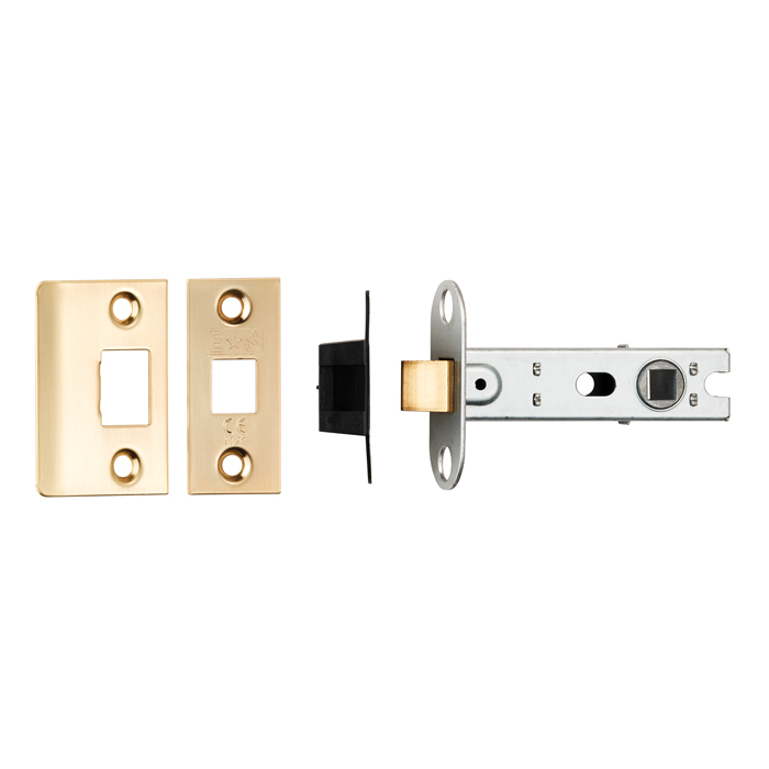76Mm Ce B/T Tubular Mortice Latch Square Satin Brass - Image 1