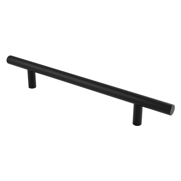 Straight T-Bar Pull Handle - Matt Black - 22mm Dia., 300mm Centres - Image 1
