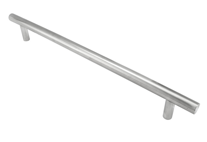 Straight T-Bar Pull Handle Grade 304 - Satin Stainless Steel-22mm Dia., 450mm Centres - Image 1