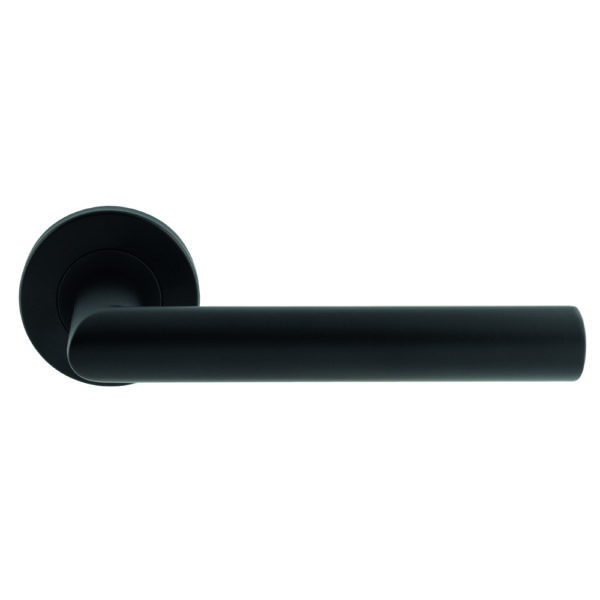 Mitred Round Bar Lever on Sprung Rose - Matt Black