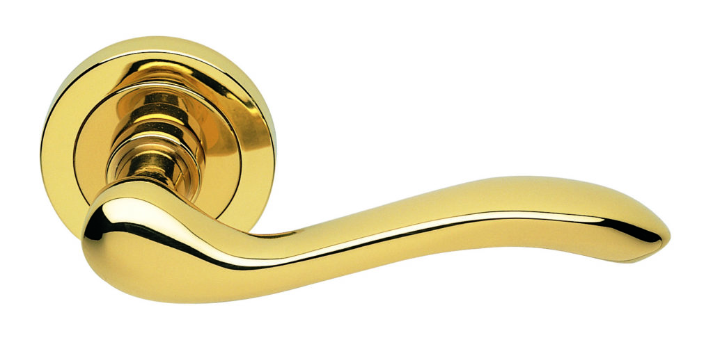 Apollo Lever on Round Rose in Polished Brass