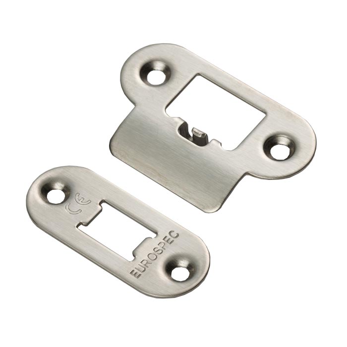 Forend Strike & Fixing Pack To Suit Heavy Duty Tubular Latch-Satin Stainless Steel-Radius Forend - Image 1