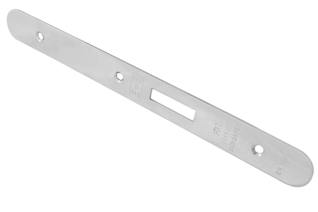 Forend Strike & Fixing Pack To Suit Din Euro Deadlock-Bright Stainless Steel-Radius Forend