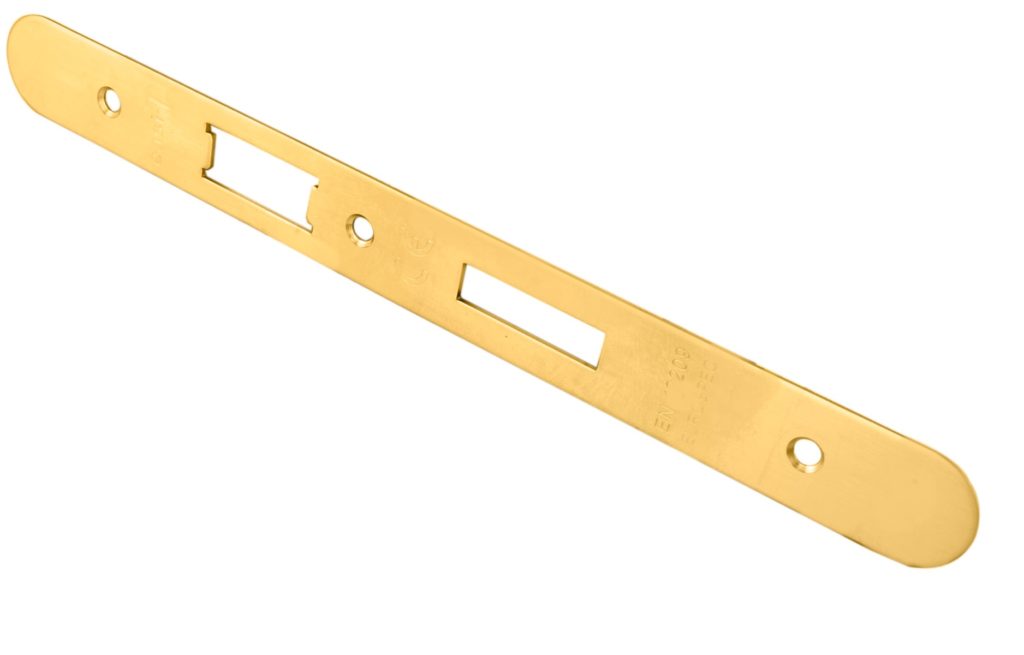 Forend Strike & Fixing Pack To Suit Din Euro Sash/Bathroom Lock-PVD-Radius Forend