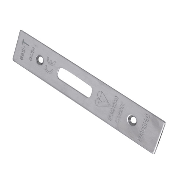 Easi T Forend Strike & Fixing Pack To Suit Euro Profile BS Cylinder Deadlock-Satin Stainless Steel-Square Forend
