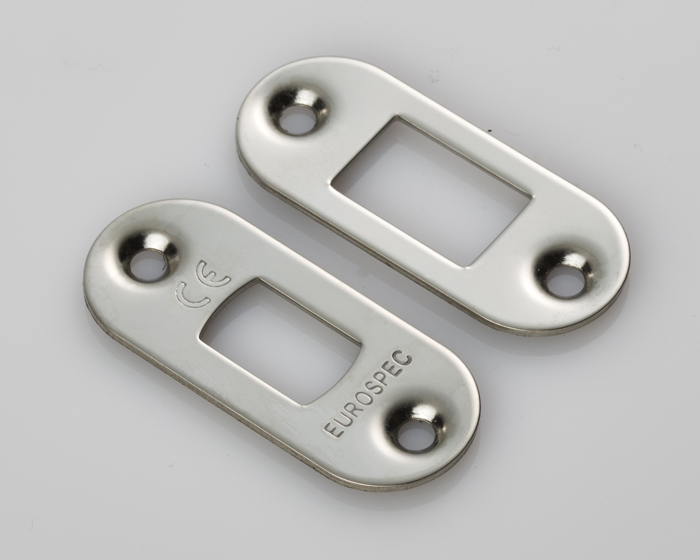 Forend Strike & Fixing Pack To Suit Heavy Duty Tubular Deadbolt-Bright Stainless Steel-Radius Forend - Image 1