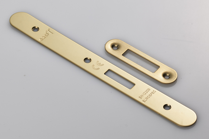 Forend Strike & Fixing Pack To Suit Din Euro Deadlock-PVD-Radius Forend - Image 1