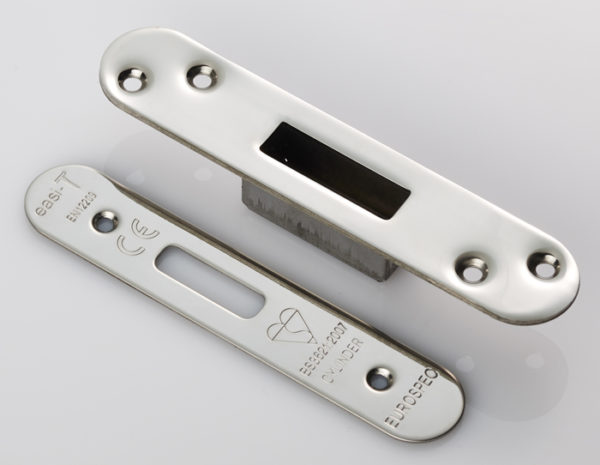 Easi T Forend Strike & Fixing Pack To Suit Euro Profile BS Cylinder Deadlock-Bright Stainless Steel-Radius Forend