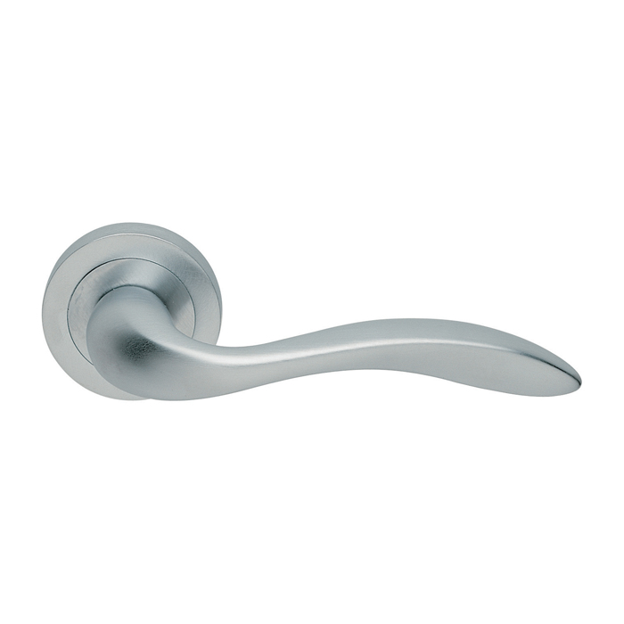 Giava Lever on Round Rose in Satin Chrome - Image 1