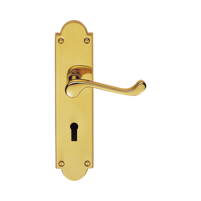 Victorian Scroll Lever on Shaped Lock Backplate - Image 1