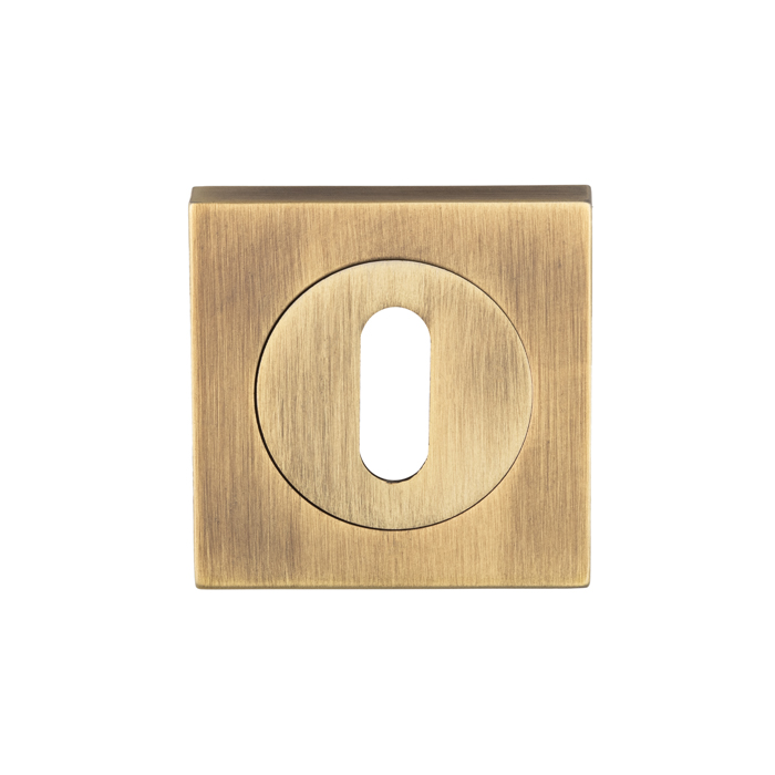 Square Standard Lock Escutcheon Antique Brass - Image 1