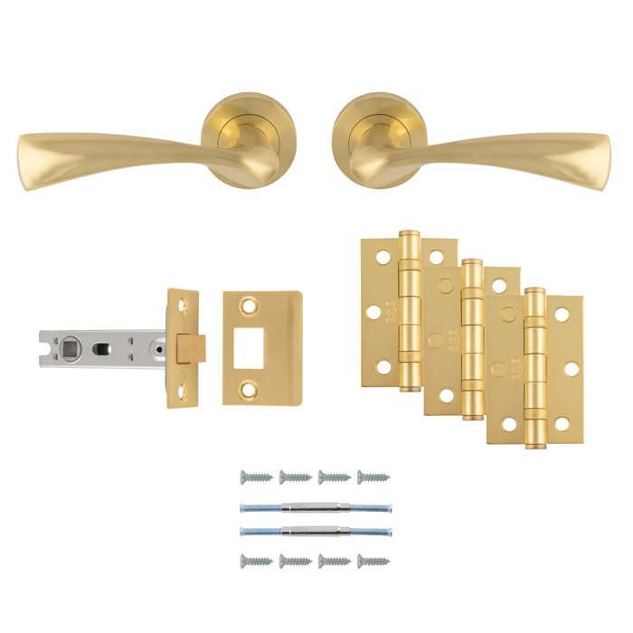 Sintra Latch Pack - Ultimate Door Pack-Satin Brass - Image 1